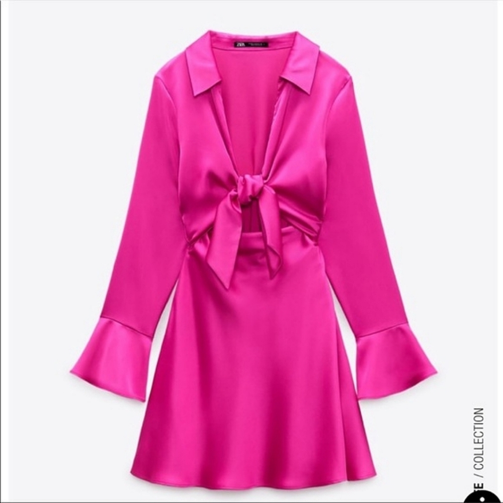 Zara pink satin mini dress with cut out detail